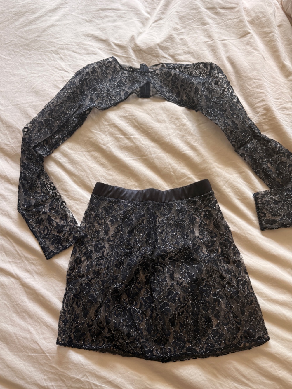 Meshki Black Lace Two-Piece Set with Sheer Detail